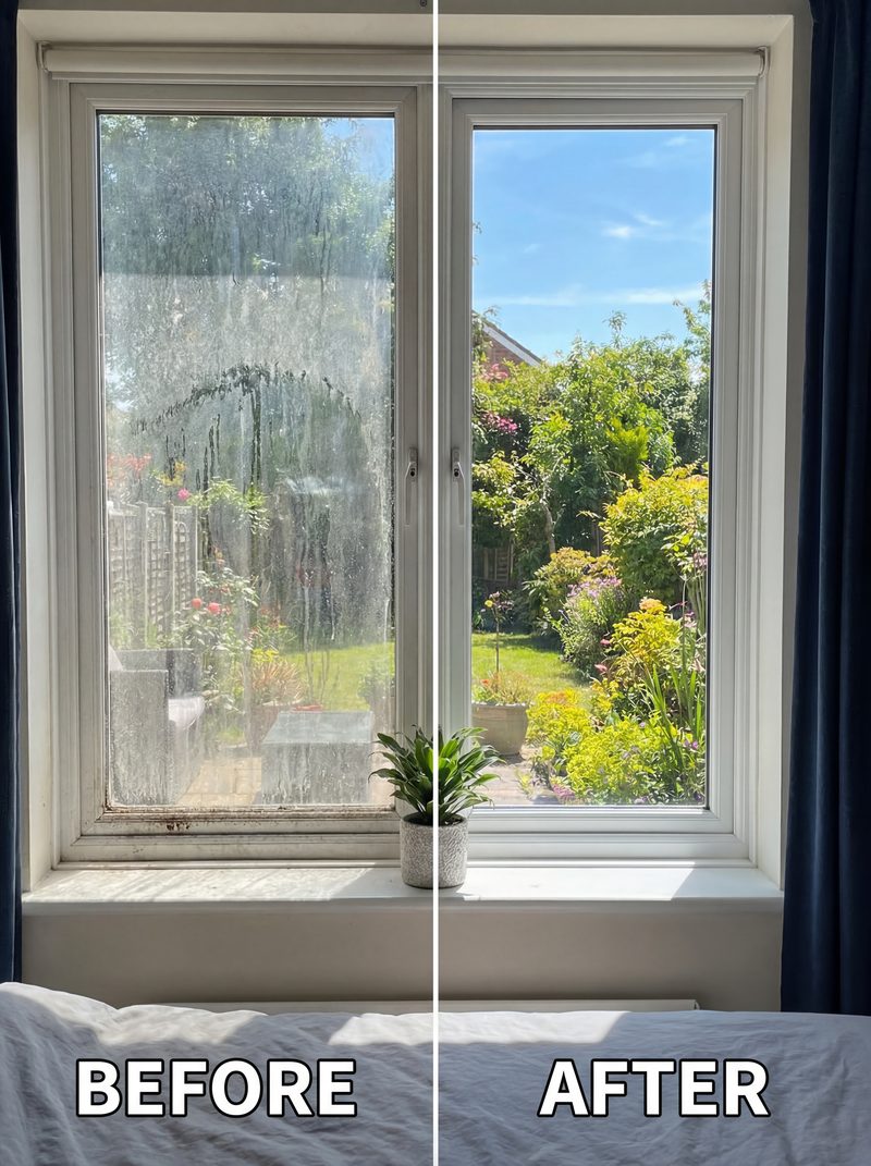 Interior window cleaning before and after - Salt Lake City